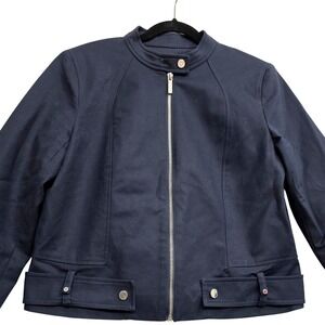 Michael Michael Kors 12  Quiet‎ Luxury Navy Zip Jacket Moto  minimalist workwear